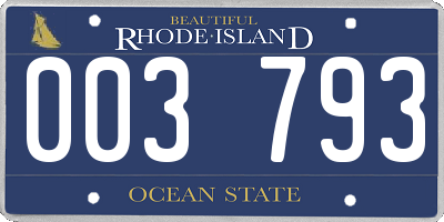 RI license plate 003793