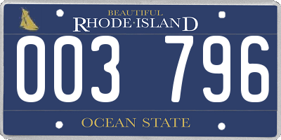 RI license plate 003796