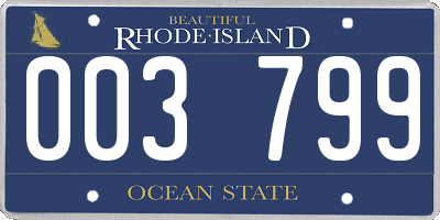 RI license plate 003799