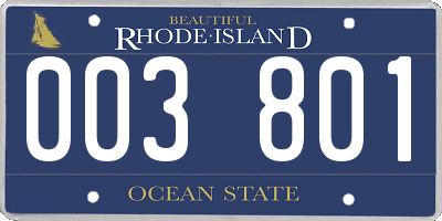 RI license plate 003801