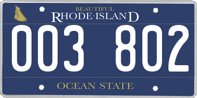 RI license plate 003802