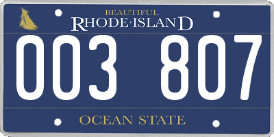 RI license plate 003807