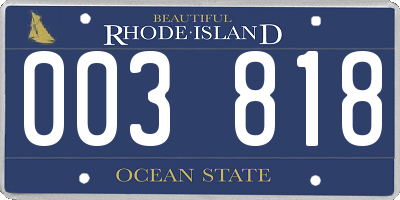 RI license plate 003818