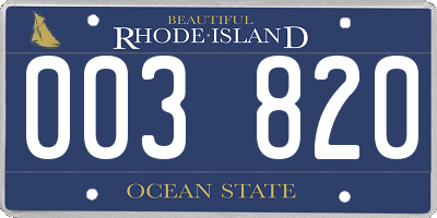 RI license plate 003820