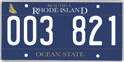 RI license plate 003821