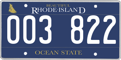 RI license plate 003822