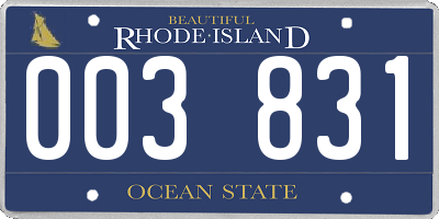 RI license plate 003831