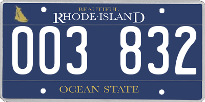 RI license plate 003832