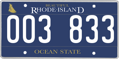 RI license plate 003833