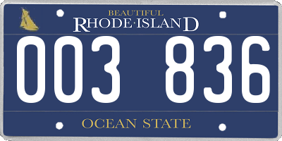 RI license plate 003836