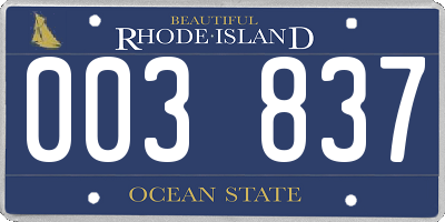 RI license plate 003837