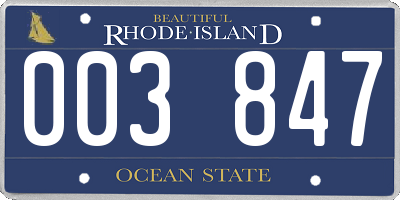 RI license plate 003847