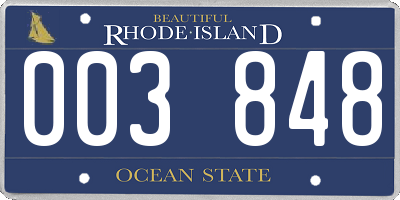 RI license plate 003848