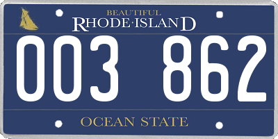 RI license plate 003862