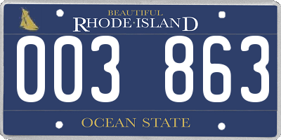 RI license plate 003863