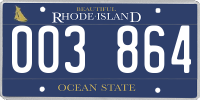 RI license plate 003864