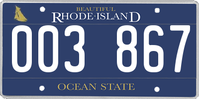 RI license plate 003867