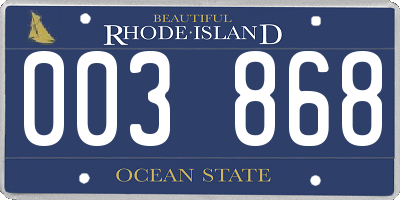 RI license plate 003868