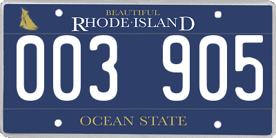 RI license plate 003905