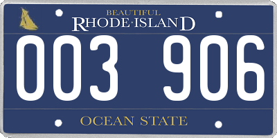 RI license plate 003906