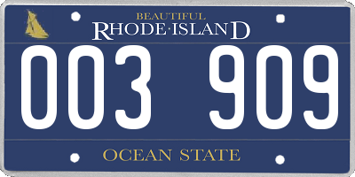 RI license plate 003909