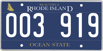 RI license plate 003919