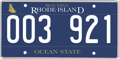 RI license plate 003921