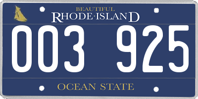 RI license plate 003925
