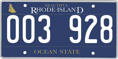 RI license plate 003928