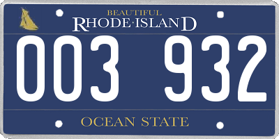 RI license plate 003932