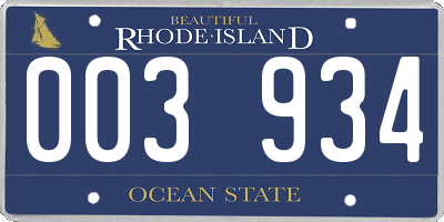 RI license plate 003934