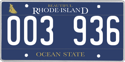 RI license plate 003936