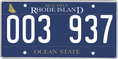 RI license plate 003937