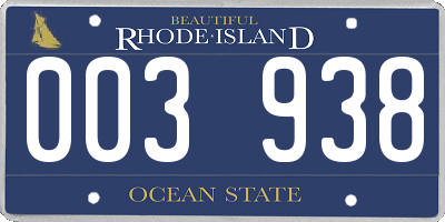 RI license plate 003938