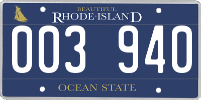 RI license plate 003940