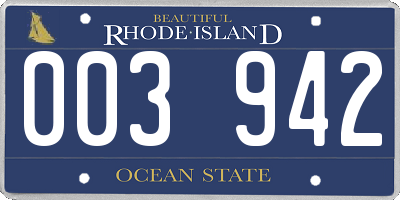 RI license plate 003942