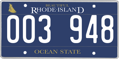 RI license plate 003948