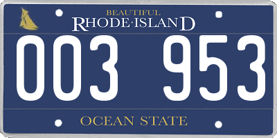 RI license plate 003953