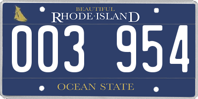 RI license plate 003954