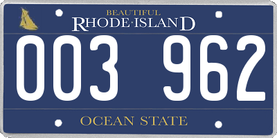 RI license plate 003962