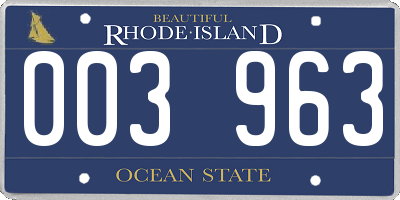RI license plate 003963