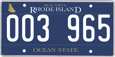 RI license plate 003965