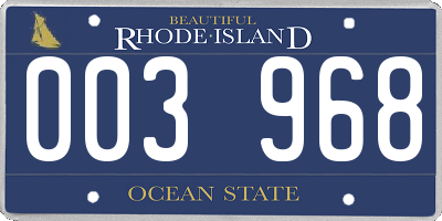 RI license plate 003968