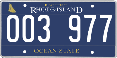 RI license plate 003977