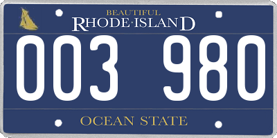 RI license plate 003980