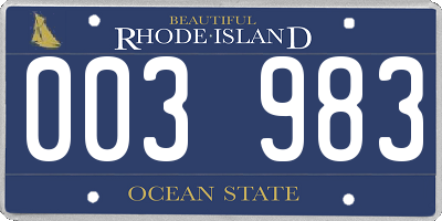 RI license plate 003983