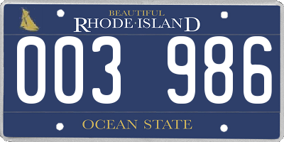 RI license plate 003986