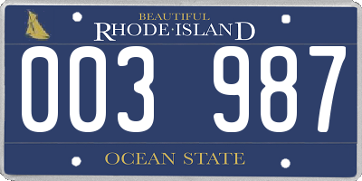 RI license plate 003987