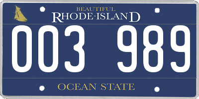 RI license plate 003989