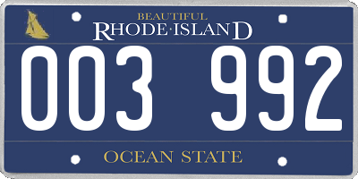 RI license plate 003992